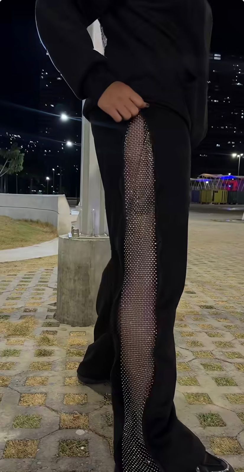 Eclipse Drip Co-Ord Set – Oversized Rhinestone Mesh Hoodie & Pants Streetwear (Unisex)