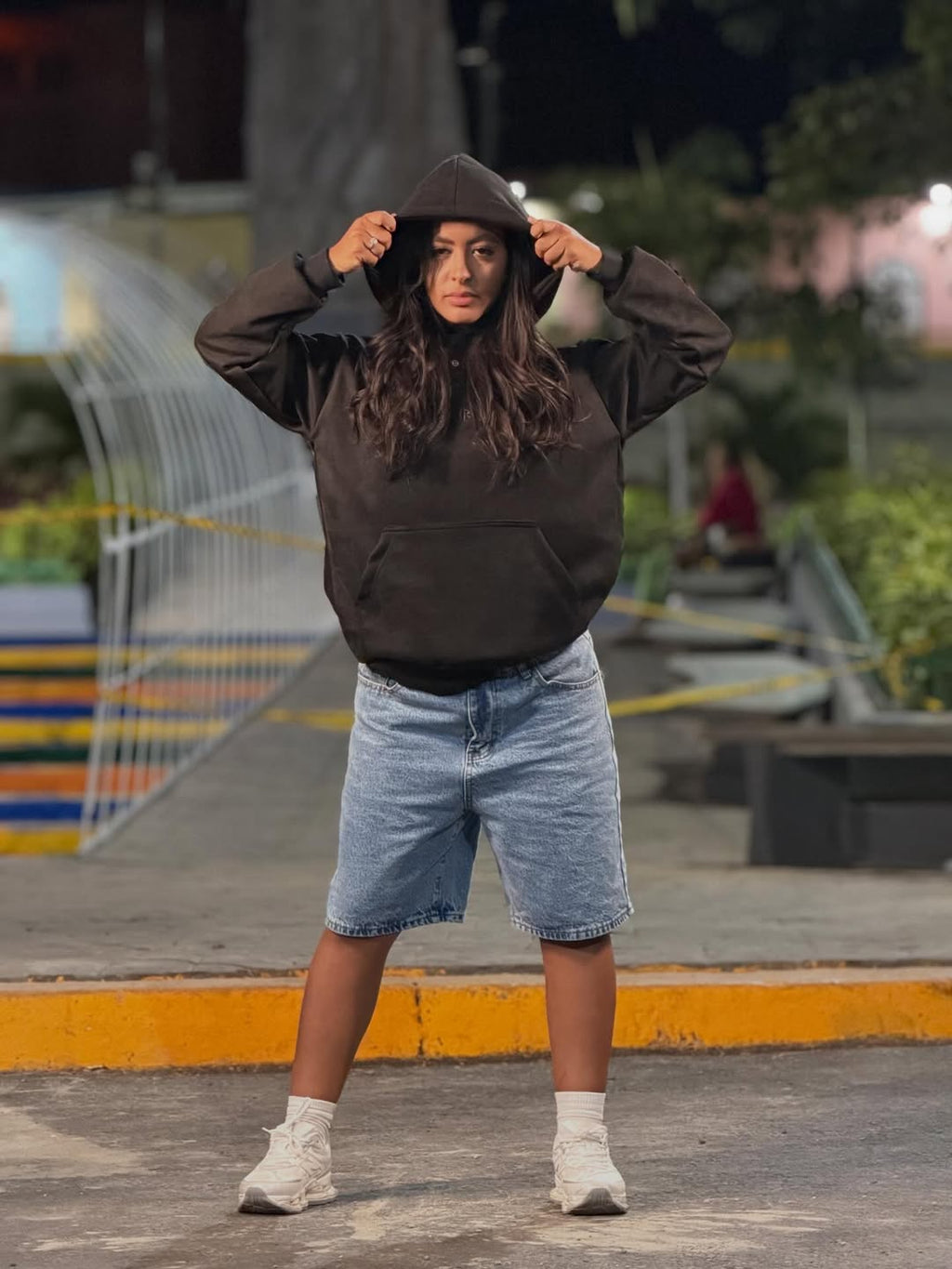 Midnight Mesh Hoodie – Oversized Black Rhinestone Mesh Streetwear Hoodie