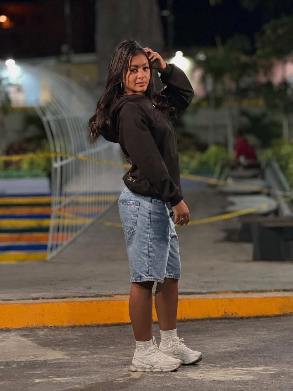 Midnight Mesh Hoodie – Oversized Black Rhinestone Mesh Streetwear Hoodie
