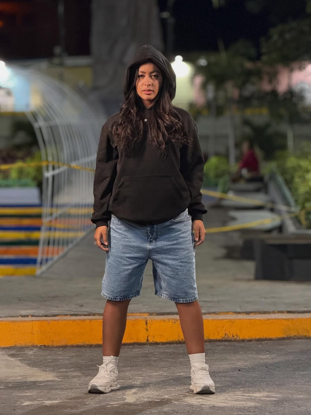 Midnight Mesh Hoodie – Oversized Black Rhinestone Mesh Streetwear Hoodie