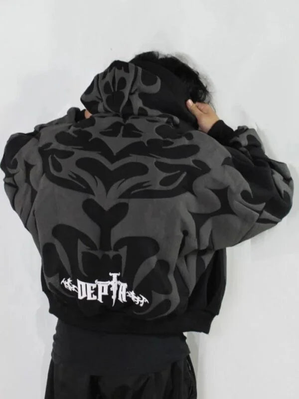 Tribal Shadow Oversized Hoodie – Streetwear Graphic Pullover