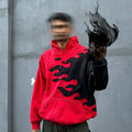Uibok "Inferno" Upcycled Flame Hoodie – Handcrafted, One-of-a-Kind Streetwear