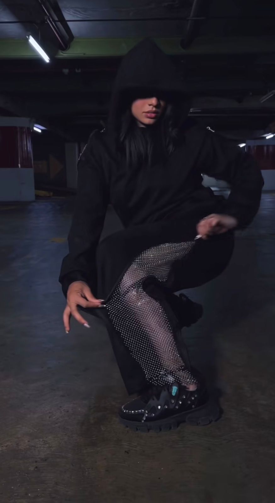 Eclipse Drip Co-Ord Set – Oversized Rhinestone Mesh Hoodie & Pants Streetwear (Unisex)