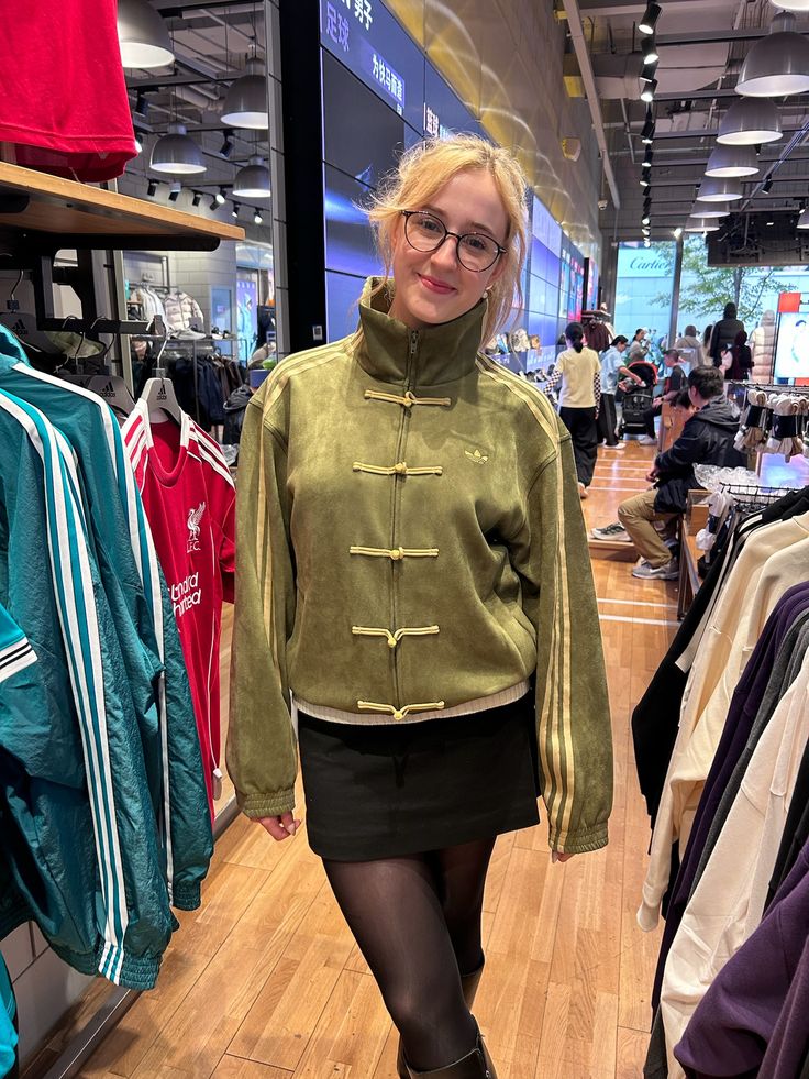 Unisex CNY Suede Jacket Olive Green | Chinese New Year Inspired Toggle Button Jacket | Premium Asian Style Streetwear Jacket for Men & Women