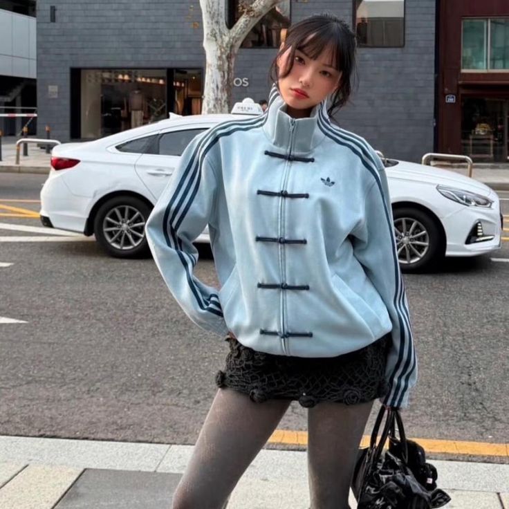 CNY Inspired Unisex Suede Jacket | Premium Streetwear Outerwear Aqua blue