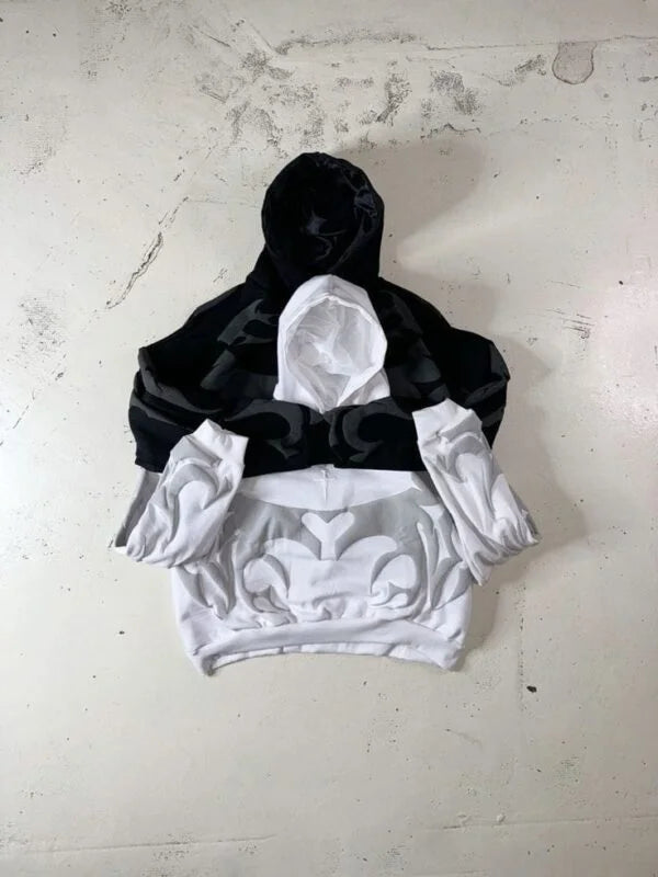 Tribal Shadow Oversized Hoodie – Streetwear Graphic Pullover