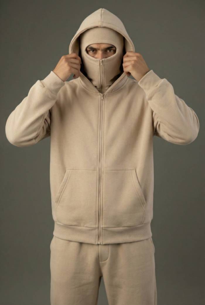 Beige  Ultimate Balaclava Hoodie | Stylish & Functional All Weather Essential