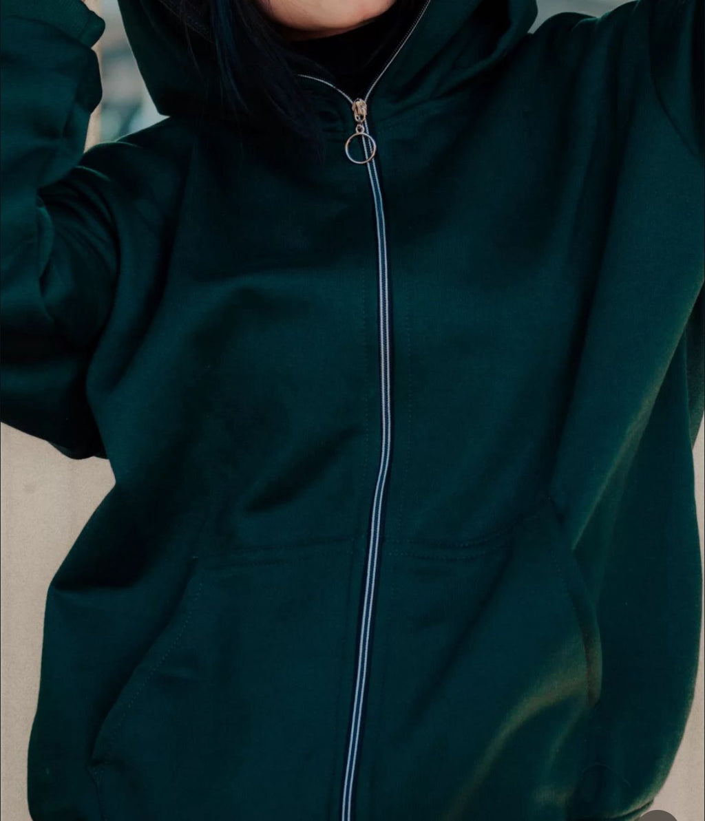 Bottle Green Balaclava Hoodie for Men & Women | Premium Winter Zipper Hoodie with Face Cover
