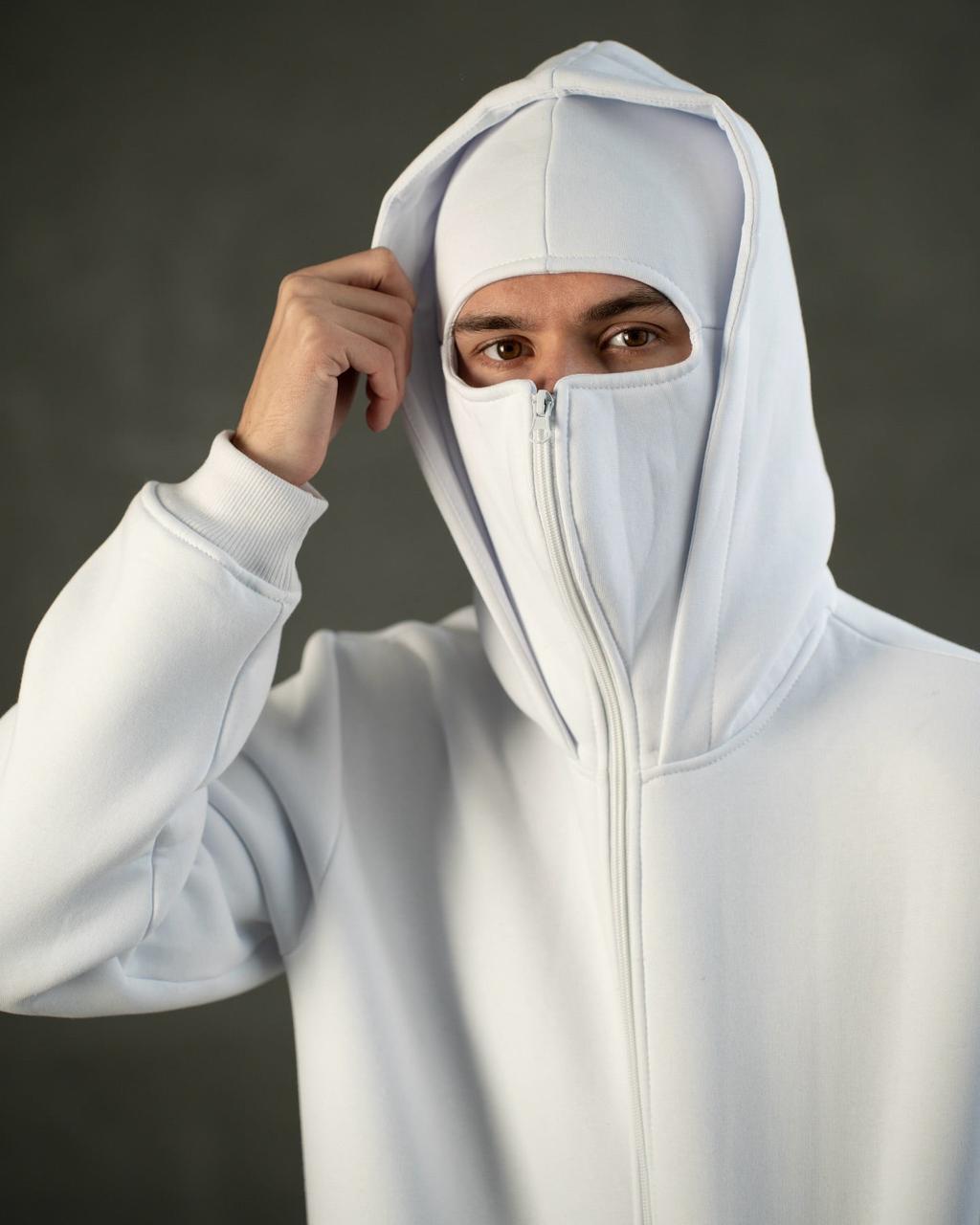 White Ultimate Balaclava Hoodie | Stylish & Functional All Weather Essential