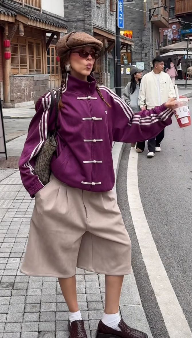 CNY Suede Jacket in Wine Purple – Unisex Modern Chinese Streetwear
