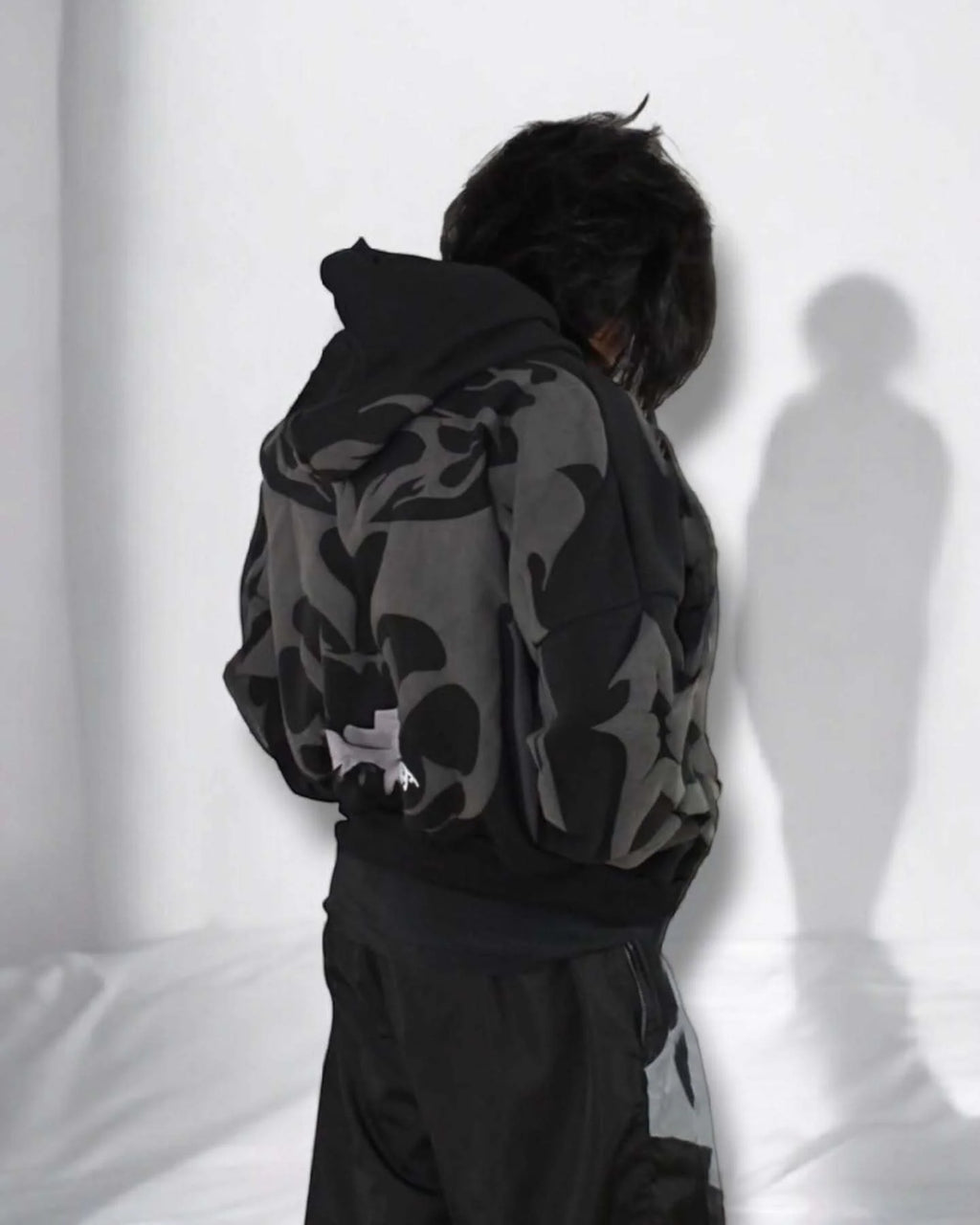 Tribal Shadow Oversized Hoodie – Streetwear Graphic Pullover