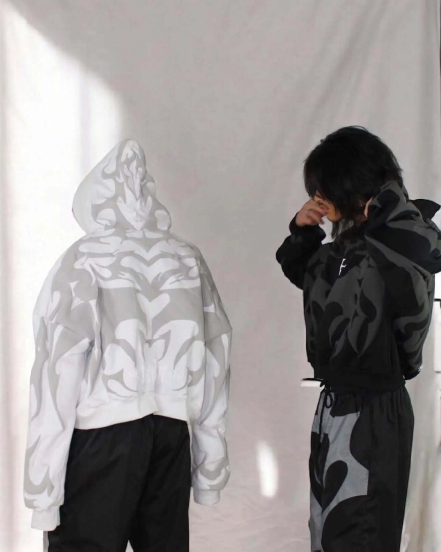 Tribal Shadow Oversized Hoodie – Streetwear Graphic Pullover