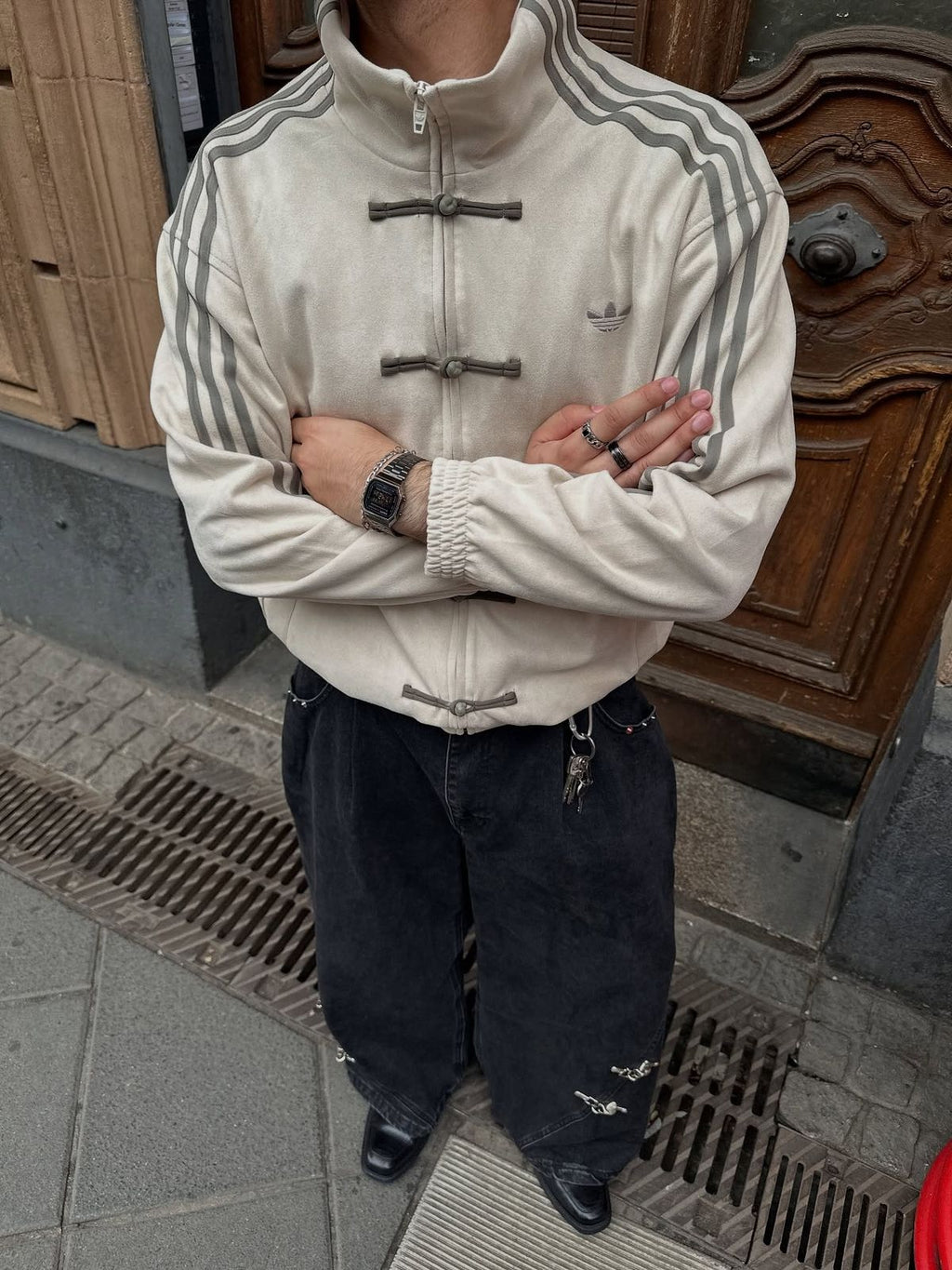 CNY-Inspired Premium White Suede Streetwear Jacket