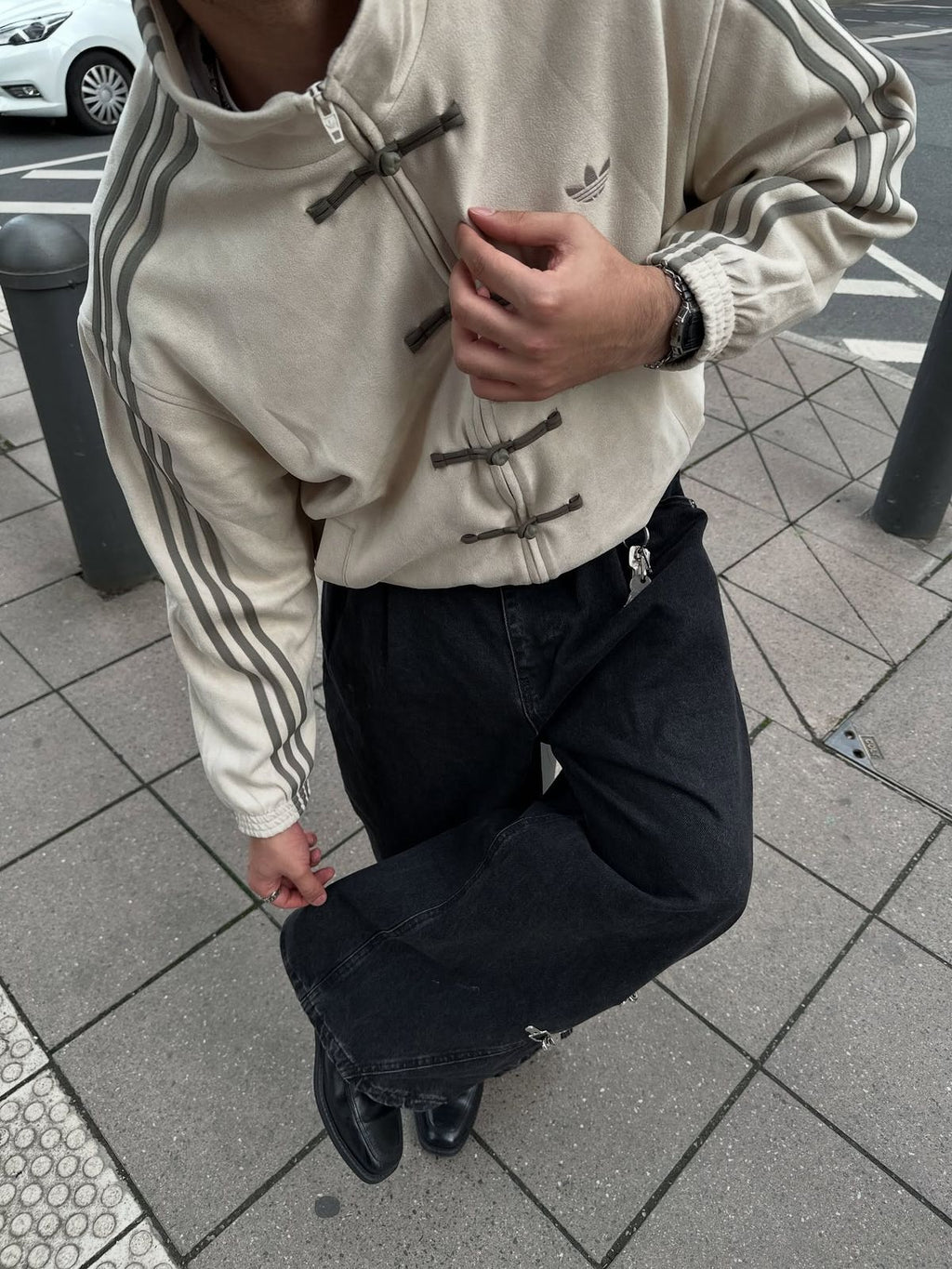 CNY-Inspired Premium White Suede Streetwear Jacket