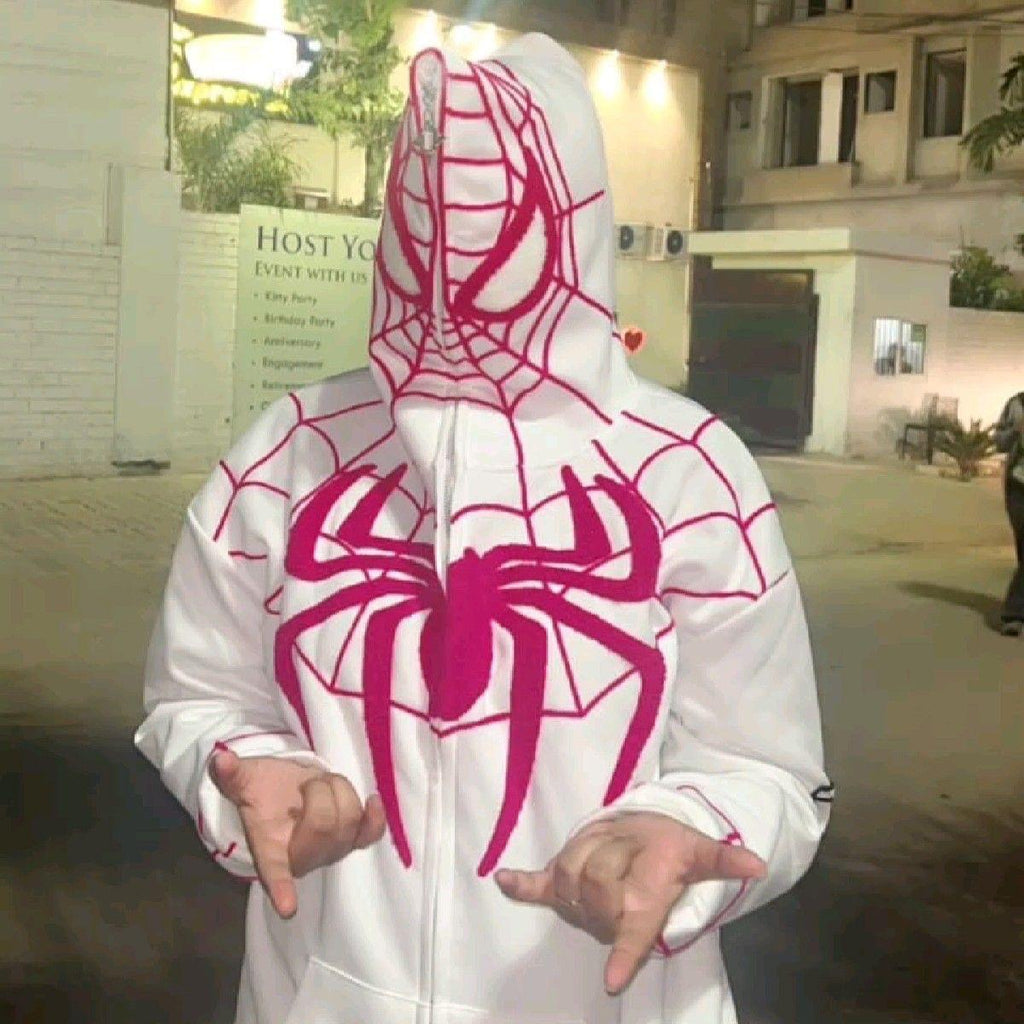 Spider-Man Zip Hoodie – Black / White Color Options, Marvel Streetwear