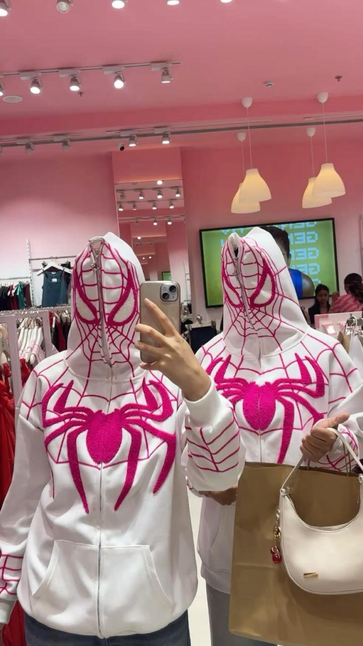 Spider-Man Zip Hoodie – Black / White Color Options, Marvel Streetwear