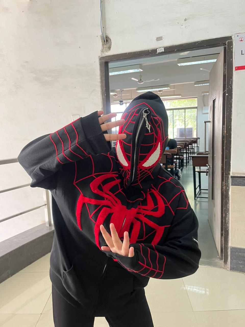 Spider-Man Zip Hoodie – Black / White Color Options, Marvel Streetwear
